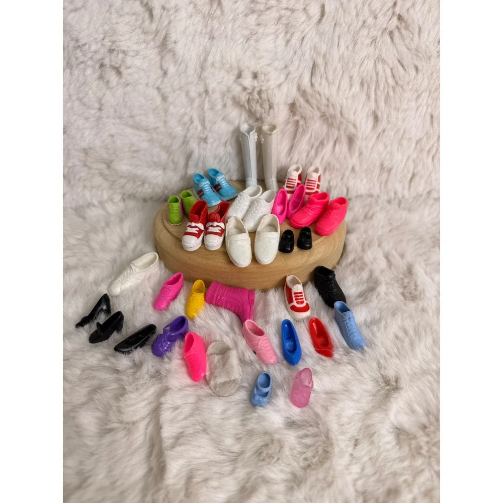 Assorted Doll Shoes Lot Mixed Sneakers Boots Heels Flats Paired and Single Shoes